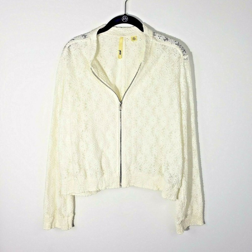Grisbi Women's Sz Large Ivory Floral Lace Sweater